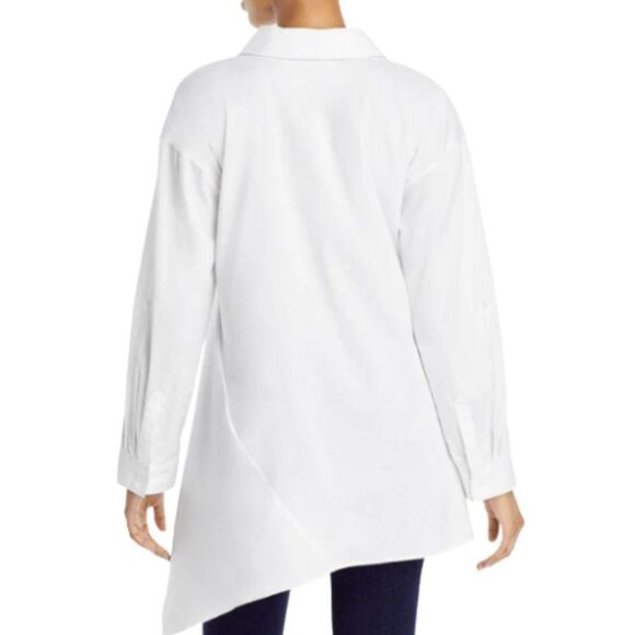 NEW Cupio Asymmetric Point Collar Tunic Mini Dress Size M Bright White Hi Low - Picture 2 of 11